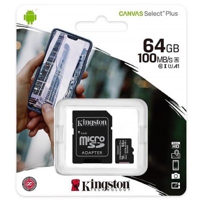 Карта памяти KINGSTON Canvas Select Plus microSDXC 64gb