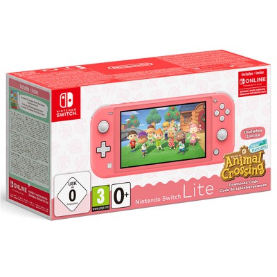 Nintendo Switch Lite (кораллово-розовый) + код загрузки Animal Crossing: New Horizons + NSO (3 месяца индивидуального членства)